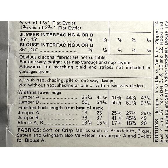 Butterick 6933 pattern Girls jumper blouse 1970s size 8 - Picture 7 of 9